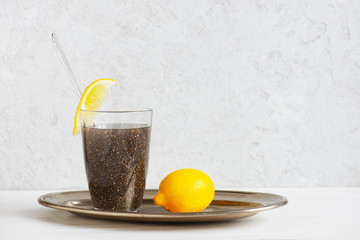 Simple cocktail of chia seeds with lemon
