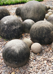 Round stone at garden