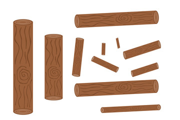 Wood logs set isolated on white background vector