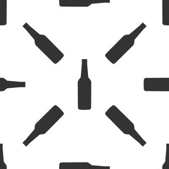 Beer bottle icon seamless pattern on white background. Flat design. Vector Illustration
