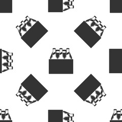 Pack of beer bottles icon seamless pattern on white background. Case crate beer box sign. Flat design. Vector Illustration