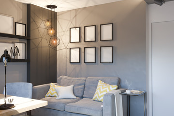 Fototapeta na wymiar 3d illustration of interior design concept for home office