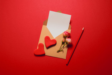 Empty Valentine's card with hearts