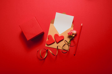 Empty Valentine's card with hearts