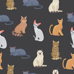 Obraz na płótnie Canvas Vector cat seamless pattern. Cute kitten in cartoon style