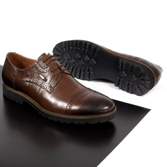 Male fashion with brown shoes on white and black background