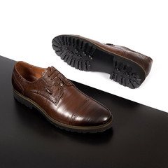 Male fashion with brown shoes on white and black background