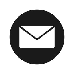 Email icon flat black round button vector illustration