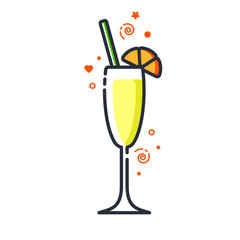 Vector icon of champagne glass. Suitable for advertising, bar menu decor, application design