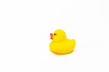yellow rubber duck isolated on white background