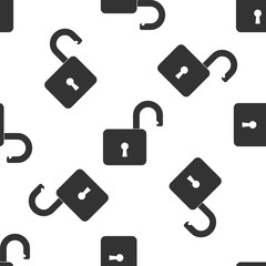 Open padlock icon seamless pattern on white background. Lock symbol. Flat design. Vector Illustration