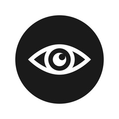 Eye icon flat black round button vector illustration