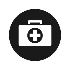 First aid kit icon flat black round button vector illustration