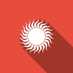 Sun icon isolated with long shadow. Flat design. Vector Illustration