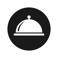 Food cover icon flat black round button vector illustration