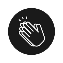 Obraz premium Hands clap icon flat black round button vector illustration