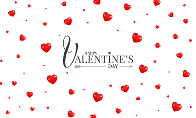 Happy Valentines Day greeting card, banner, background. Design with Valentines hearts and lettering.