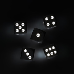 Pile of dice, black and white texture