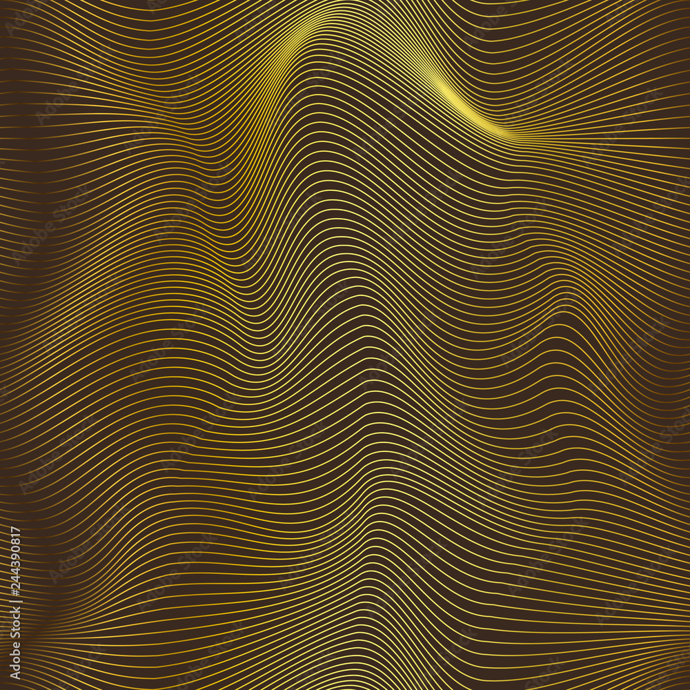 Poster abstract seamless pattern of undulating shapes. the illusion of distortion of space and movement of 