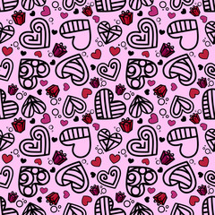 Pattern with gifts and hearts - colored
