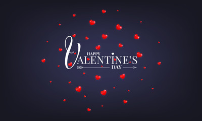 Valentines Day card, banner, background. Design with Valentines hearts and lettering.