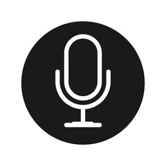 Microphone icon flat black round button vector illustration