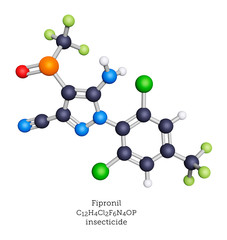 Fipronil insecticide molecular model