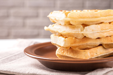 Freshly prepared belgian waffles