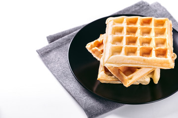 Freshly prepared belgian waffles