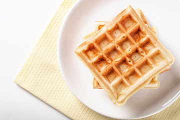 Freshly prepared belgian waffles