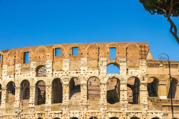 Fototapeta premium View on the Colosseum in Rome, Italy on a sunny day.