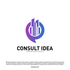 Modern Building Consulting Agency logo design template. Modern City Chat logo concept