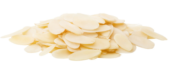 almond, flake, slice, isolated on white background, clipping path, full depth of field