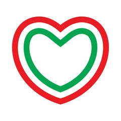 Heart with contours of Italian flag colors