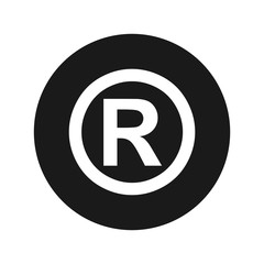Registered symbol icon flat black round button vector illustration