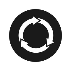 Refresh update icon flat black round button vector illustration