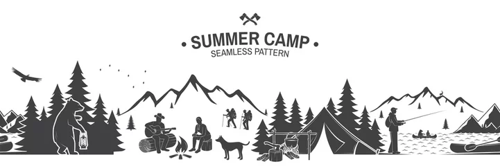 Foto op Canvas Summer camp seamless pattern. Vector illustration. © sivvector