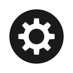 Settings icon flat black round button vector illustration
