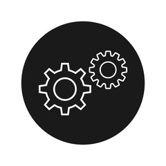 Settings process icon flat black round button vector illustration