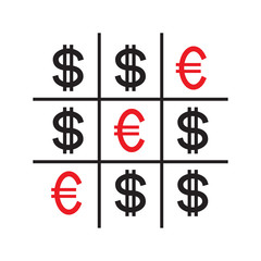 Tic-tac-toe money concept