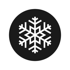 Snowflake icon flat black round button vector illustration