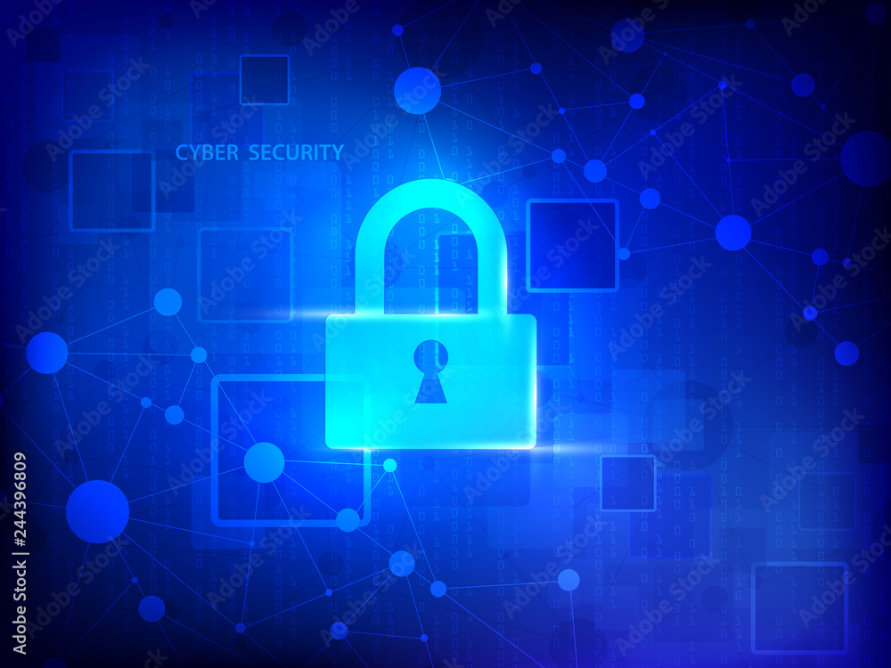 Poster abstract technology background protect system innovation. security cyber digital concept. vector ill