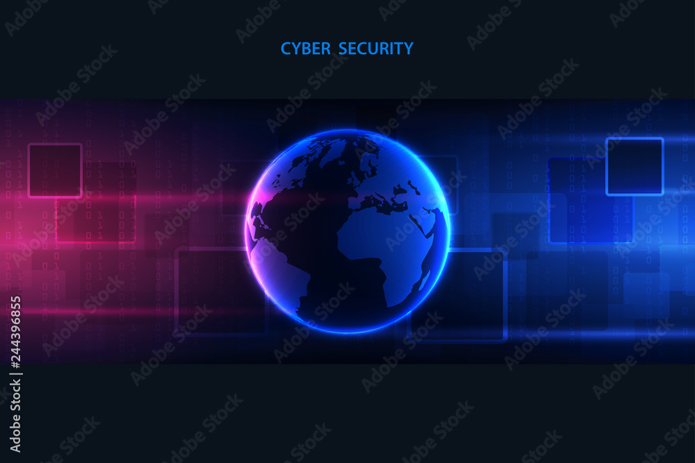 Aufkleber abstract technology cyber network on blue background.big data visualization. vector illustration