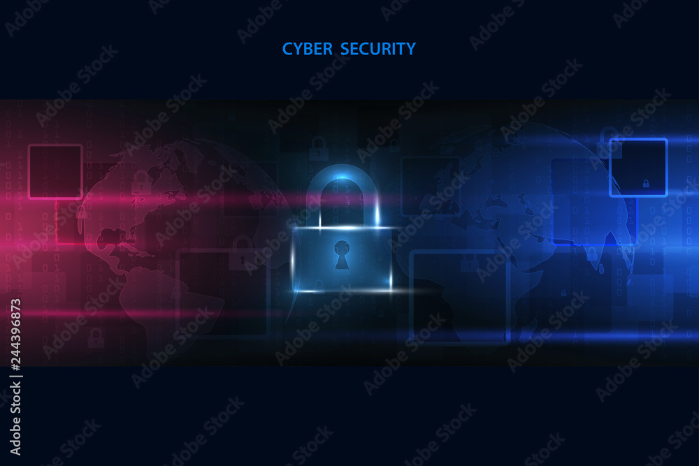 Poster abstract technology background protect system innovation. security cyber digital concept. vector ill