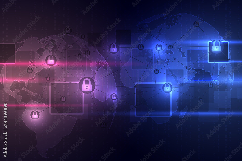 Poster abstract technology background protect system innovation. security cyber digital concept. vector ill