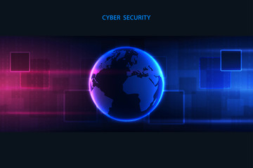 Abstract technology cyber network on blue background.Big data visualization. Vector illustration