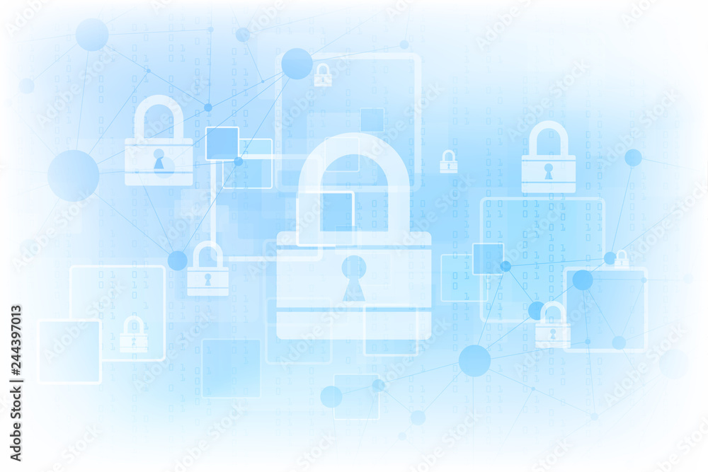 Poster abstract technology background protect system innovation. security cyber digital concept. vector ill