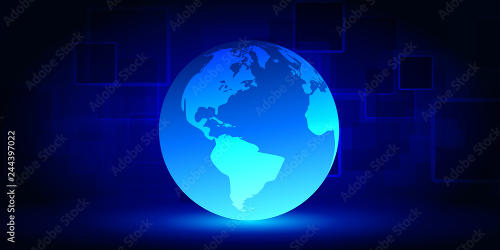 Poster abstract technology cyber network on blue background.big data visualization. vector illustration