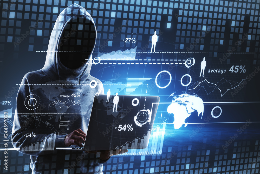 Poster Hacking and malware concept