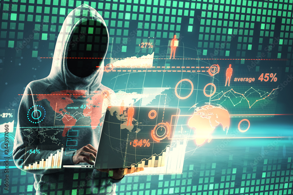 Poster hacking and finance concept